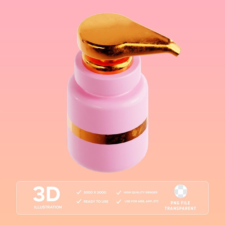 PSD ilustración 3d del limpiador facial psd