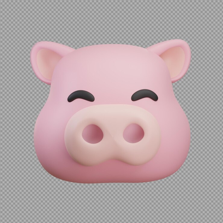 PSD ilustración 3d de un lindo cerdo bebé rosado en un fondo transparente