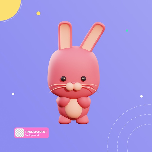 PSD ilustración 3d lindo conejo