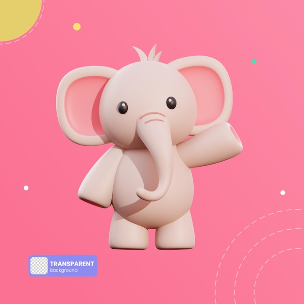 Ilustración 3d lindo elefante