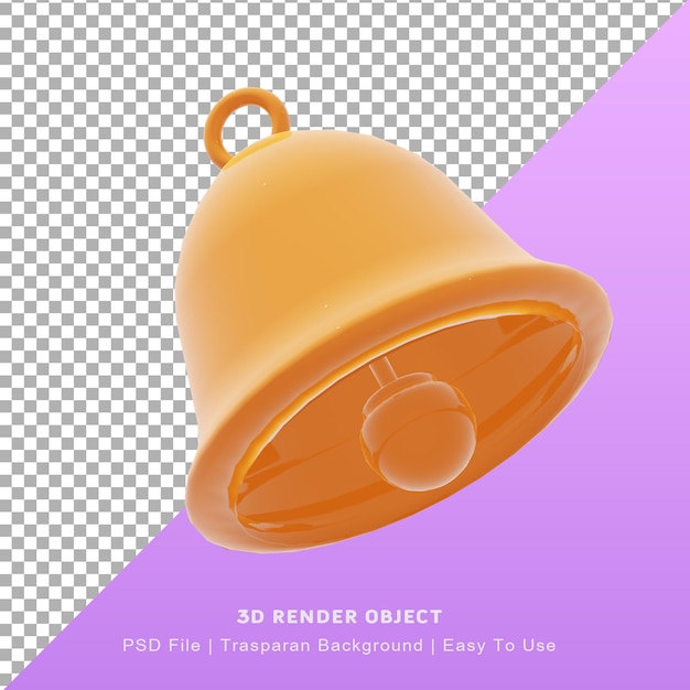 Ilustración 3D del lindo icono de campana con tema del día de Navidad