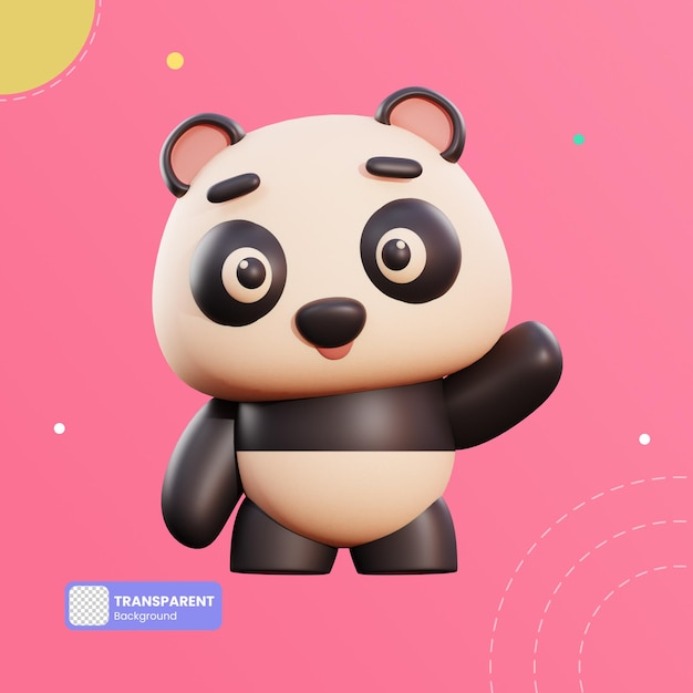 Ilustración 3d lindo panda