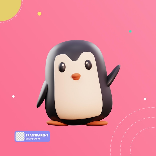 Ilustración 3d lindo pingüino