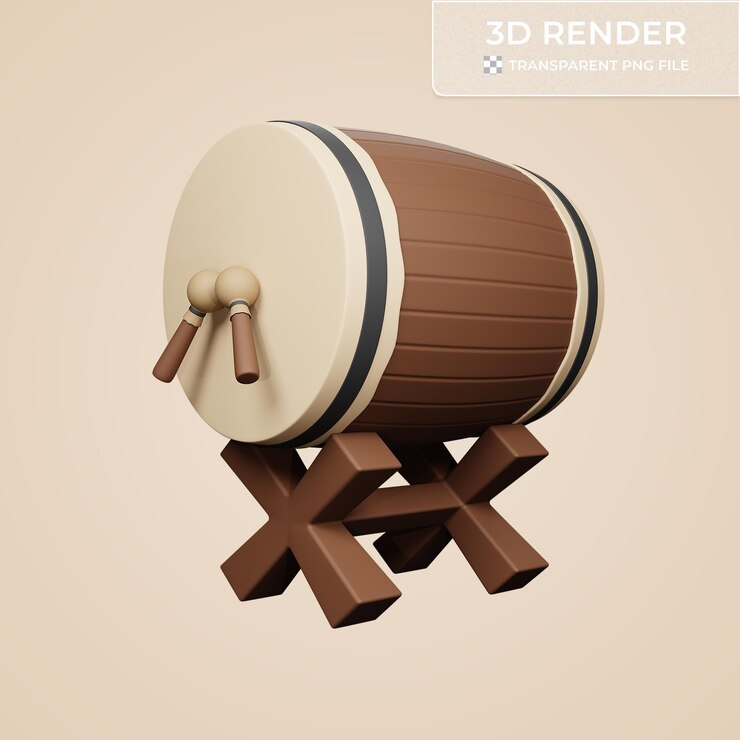 PSD ilustración en 3d de un lindo tambor islámico o bedug