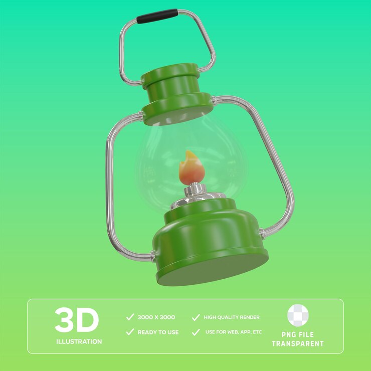 PSD ilustración 3d de la linterna psd