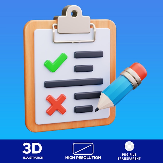 Ilustración 3D de la lista de tareas de PSD