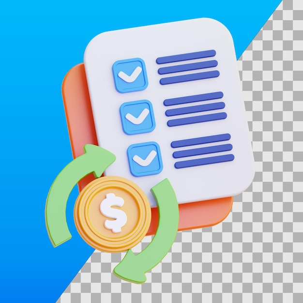 Ilustración 3D de la lista de transacciones