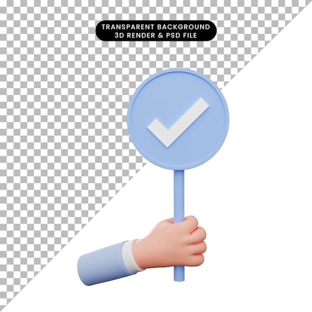 Ilustración 3D de lista de verificación de sujeción
