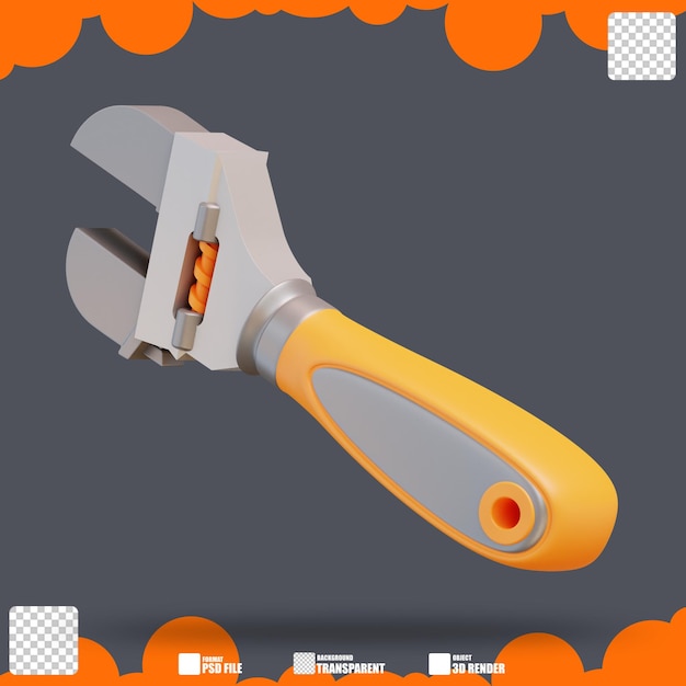 Ilustración 3d llave ajustable 3