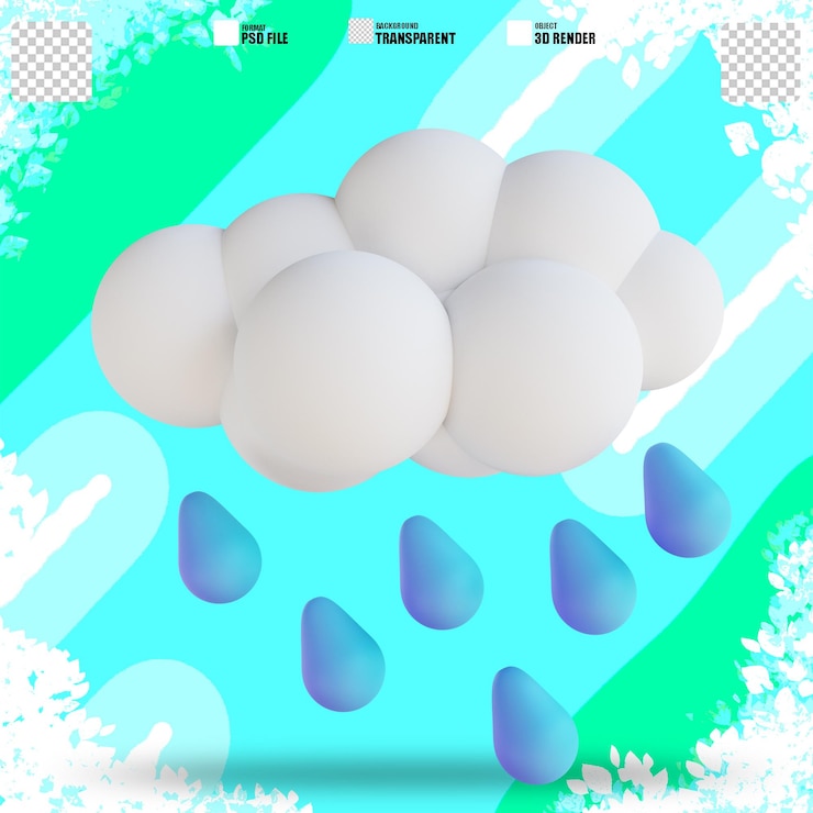 PSD ilustración 3d lluvia intensa 2