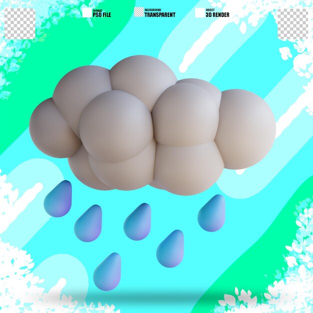 Ilustración 3D lluvia intensa 8