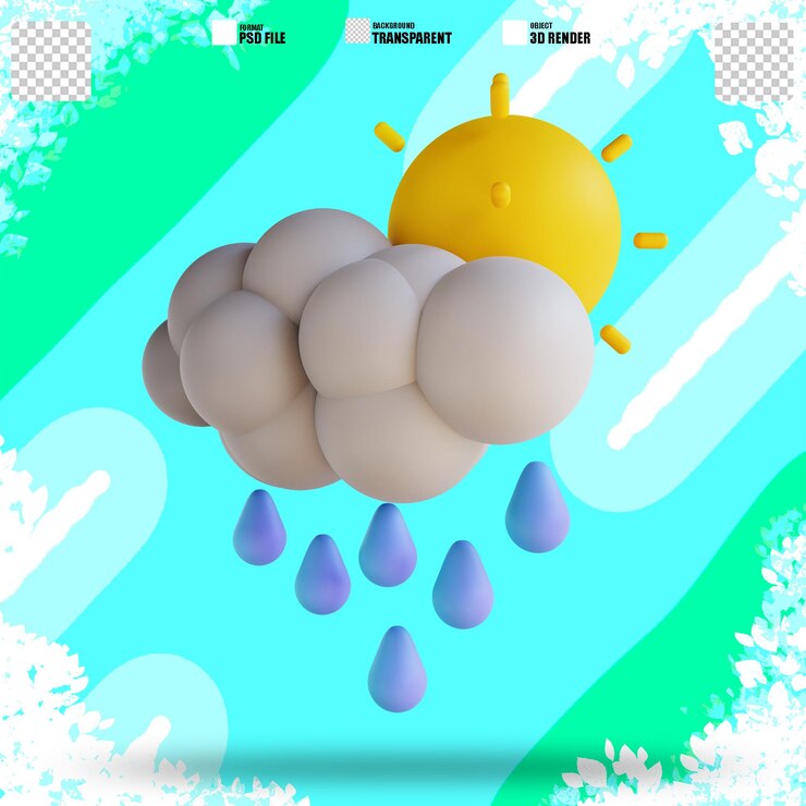 PSD ilustración 3d lluvia ligera 3