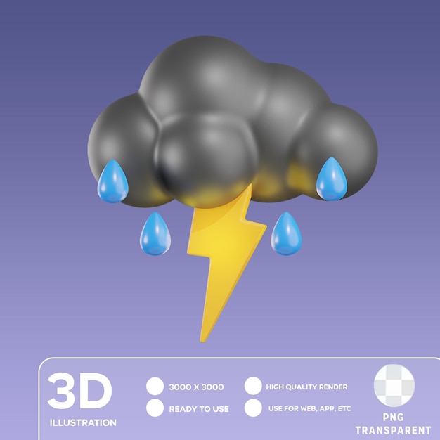 PSD ilustración 3d de la lluvia en psd