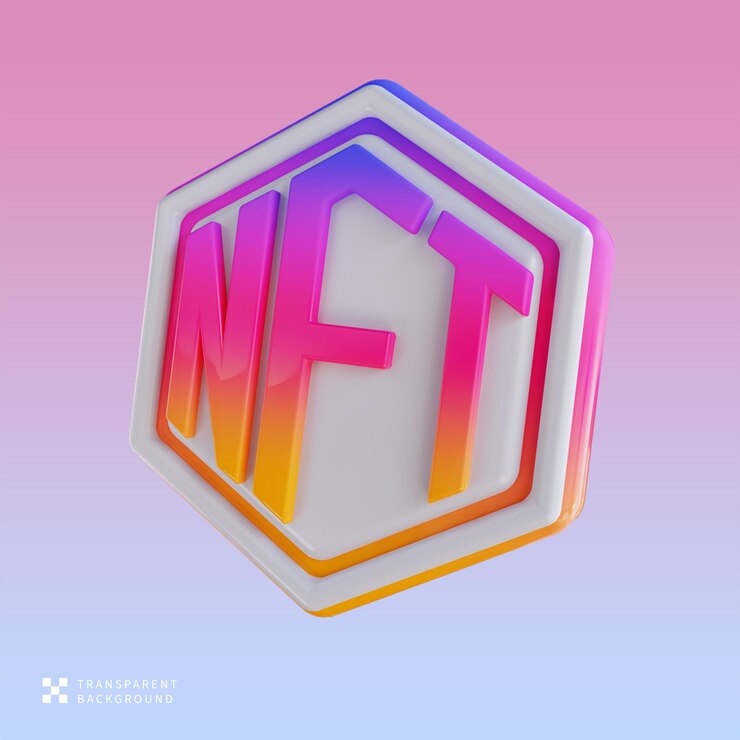 PSD ilustración 3d del logotipo de psd nft