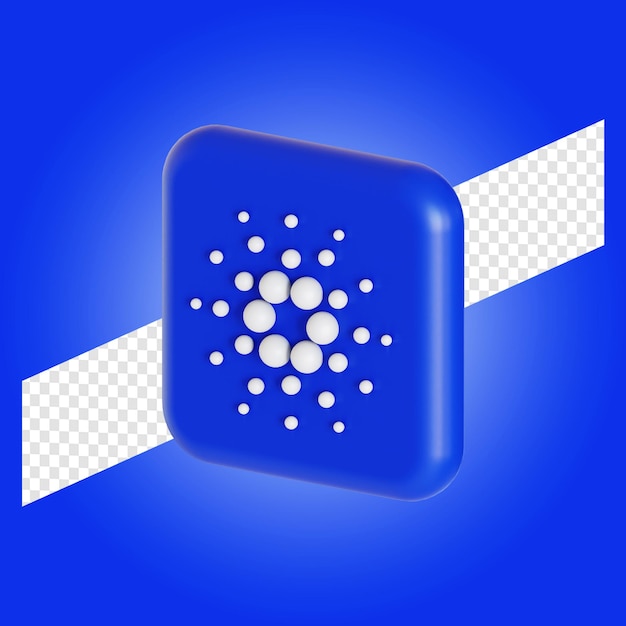 Ilustración 3d del logotipo del símbolo de criptomoneda de cardano