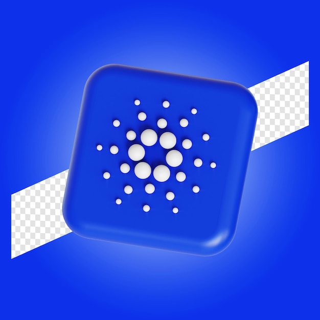 Ilustración 3d del logotipo del símbolo de criptomoneda de cardano