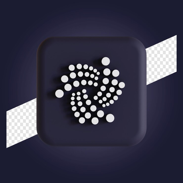 PSD ilustración 3d del logotipo del símbolo de criptomoneda de iota