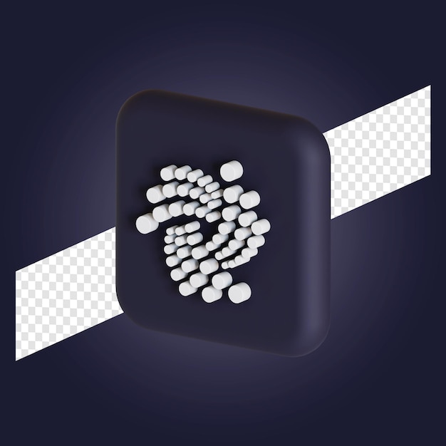 Ilustración 3d del logotipo del símbolo de criptomoneda de Iota