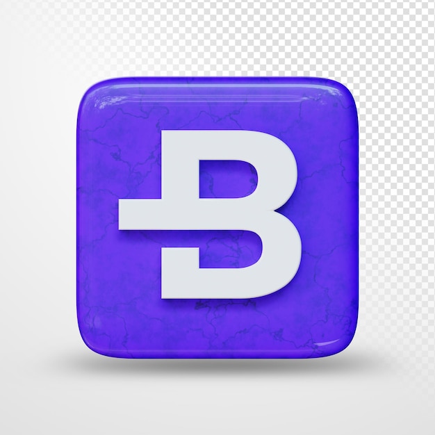 Ilustración 3D del logotipo de símbolo de criptomoneda