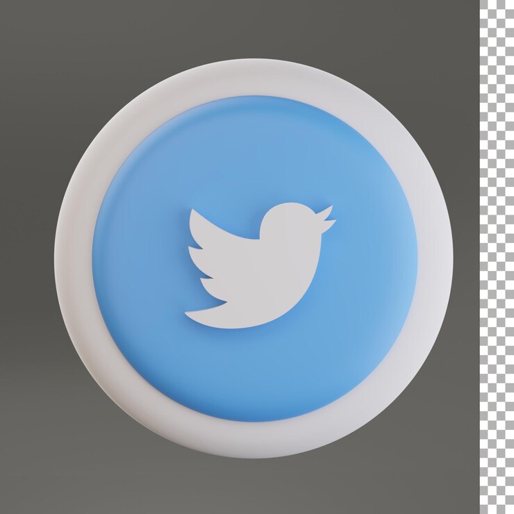 PSD ilustración 3d del logotipo de twitter