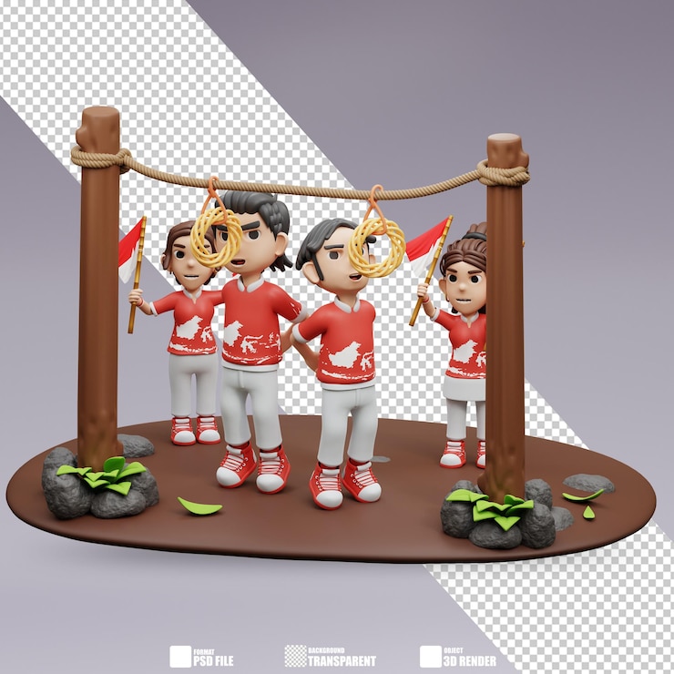PSD ilustración 3d lomba makan krupuk