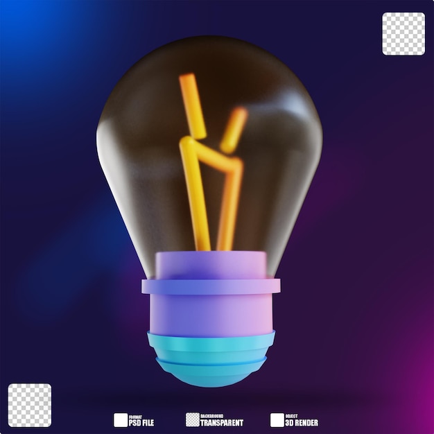 PSD ilustración 3d luces coloridas e ideas 2