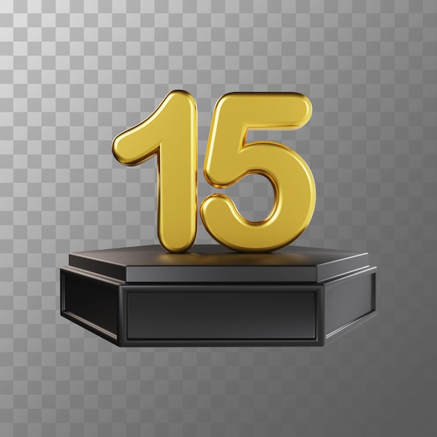Ilustración 3d de lujo dorado número 15