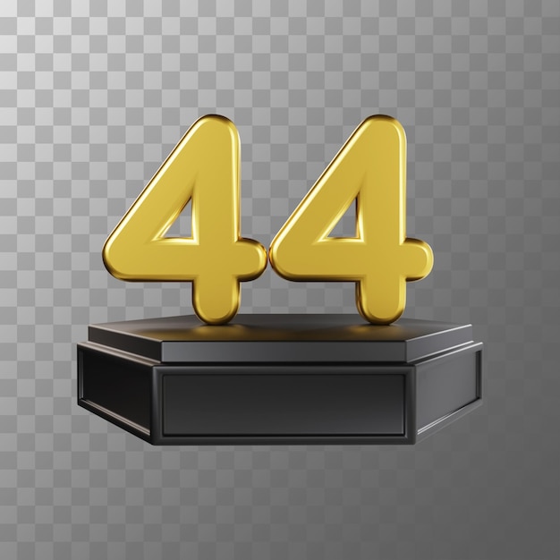 Ilustración 3d de lujo dorado número 44