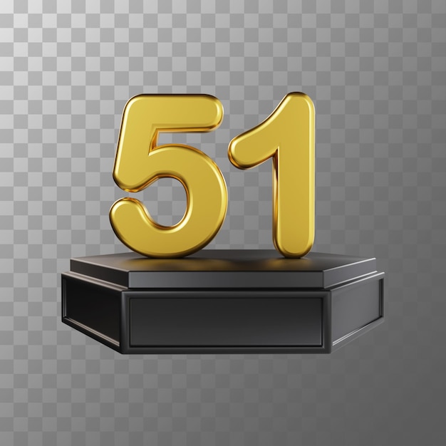Ilustración 3d de lujo dorado número 51