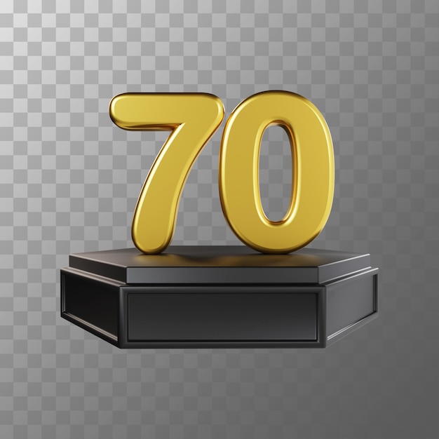 Ilustración 3d de lujo dorado número 70