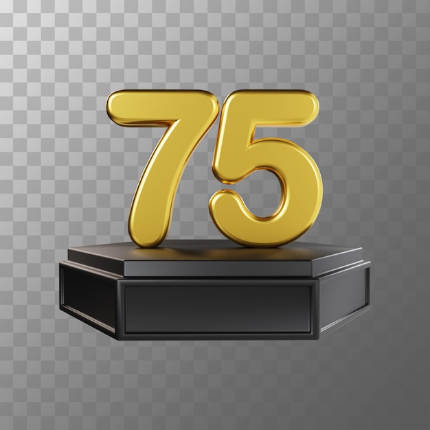 Ilustración 3d de lujo dorado número 75