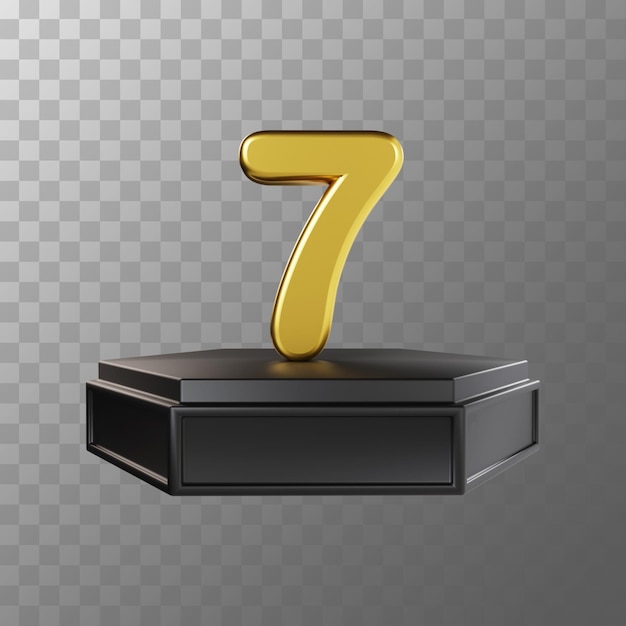 Ilustración 3d de lujo dorado número 7