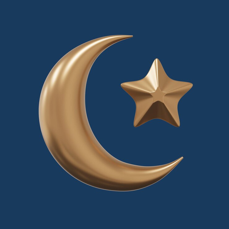 PSD ilustración 3d de la luna creciente de ramadán