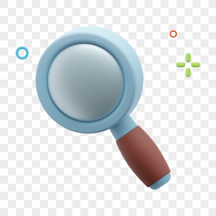 PSD ilustración 3d de lupa