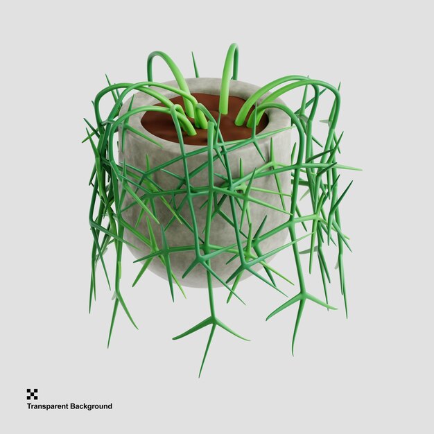 Ilustración 3D de maceta de cactus