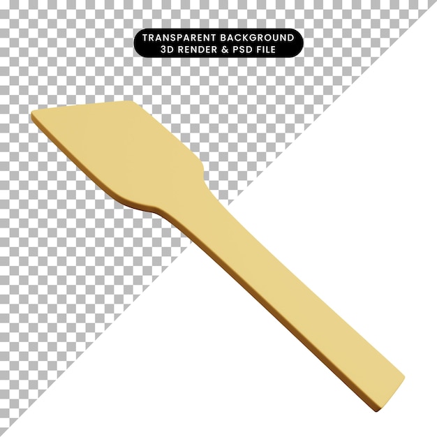 PSD ilustración 3d de madera de arroz de cuchara de cosas de utensilios de cocina