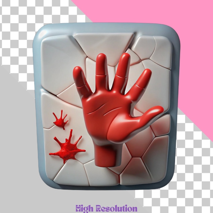 PSD ilustración 3d de la mano y las células