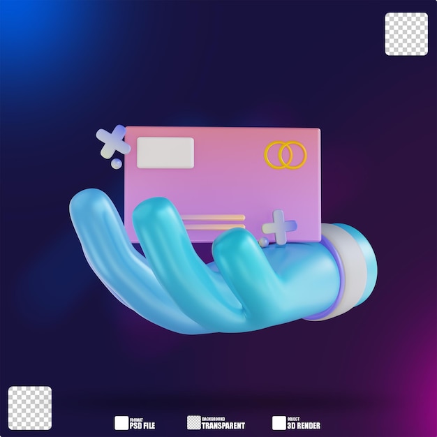 Ilustración 3D mano colorida y tarjeta de crédito 4