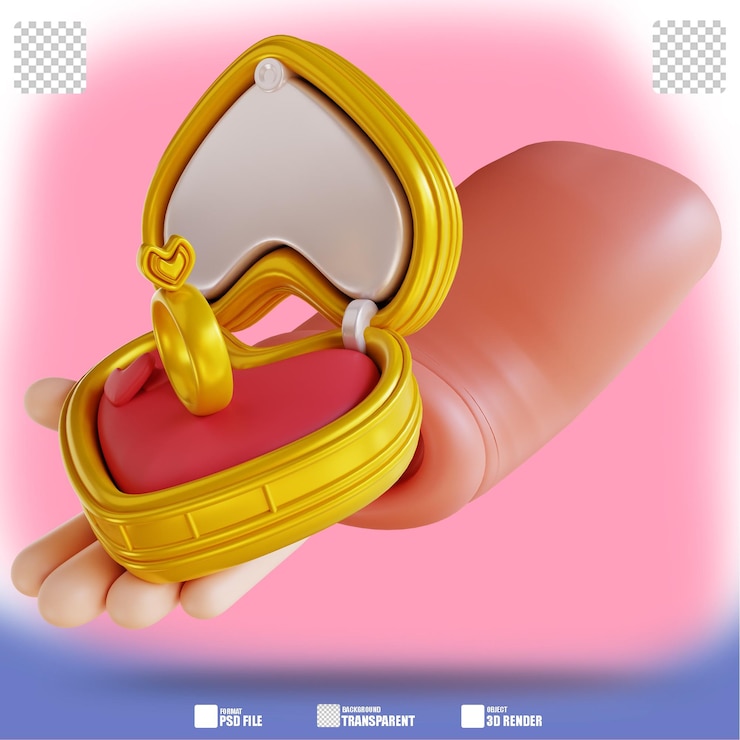 PSD ilustración 3d mano dando anillo 3