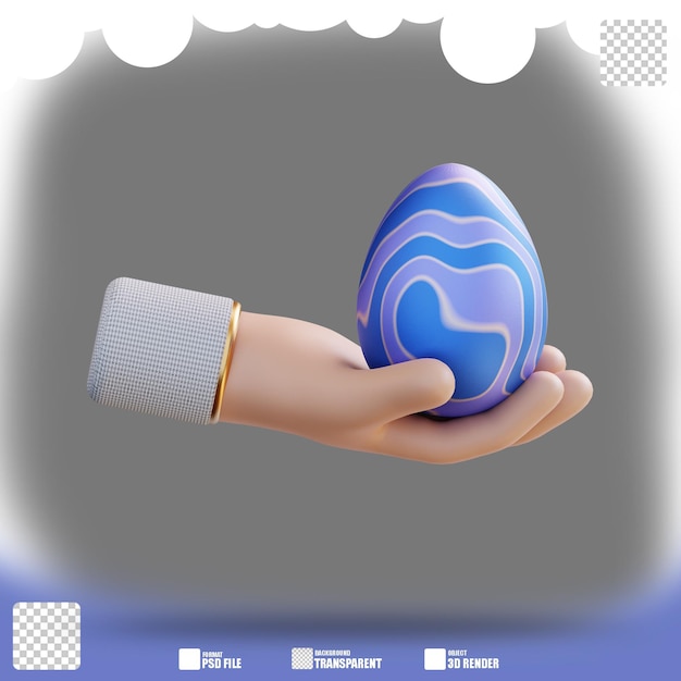 PSD ilustración 3d de mano y dando huevo de pascua 2