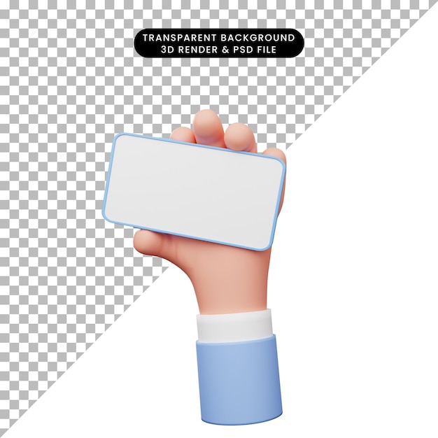 Ilustración 3d de mano con smartphone