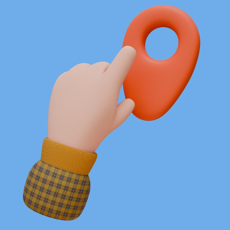 PSD ilustración 3d de una mano sosteniendo un pin de ubicación concepto de navegación diseño de iconos para web o aplicación