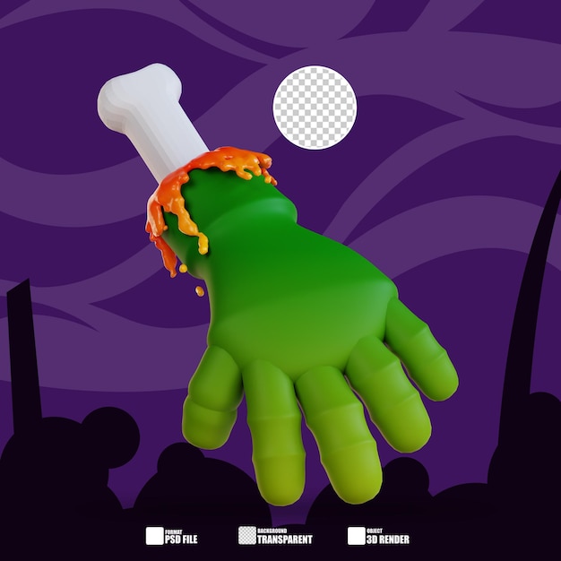 PSD ilustración 3d de mano zombie 4