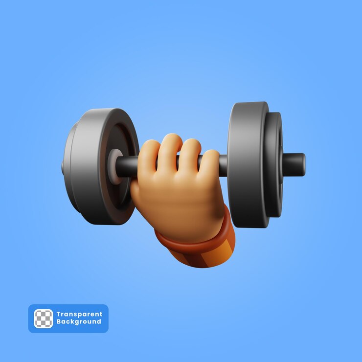 PSD ilustración 3d de manos sosteniendo pesas