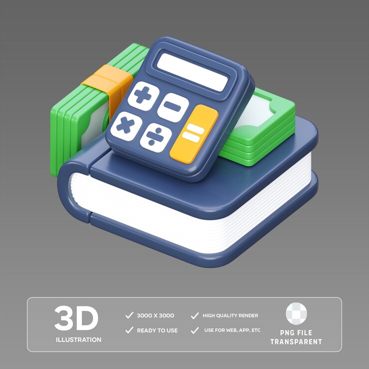 Ilustración 3D de mantenimiento de libros PSD