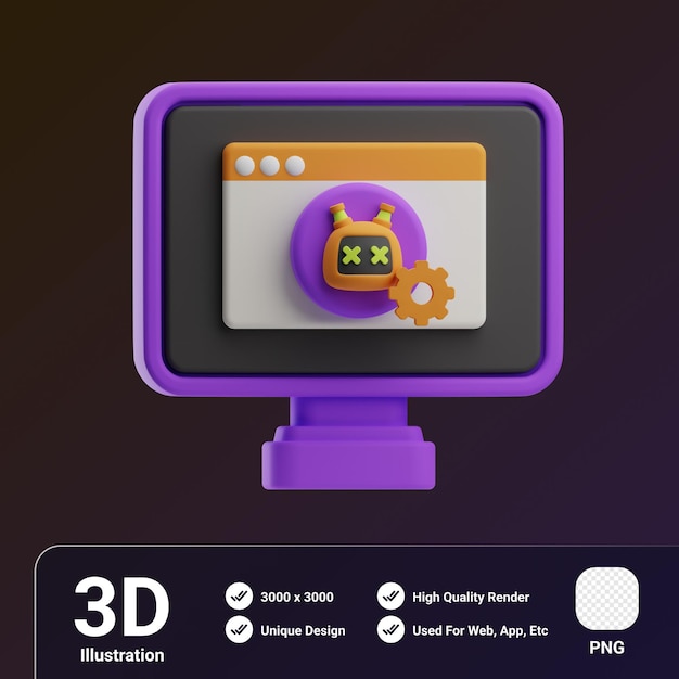 PSD ilustración 3d de mantenimiento remoto de objetos de asistente virtual