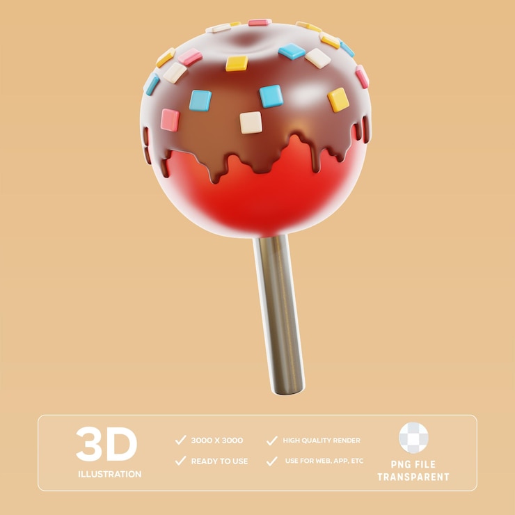 PSD ilustración 3d de la manzana de caramelo de psd