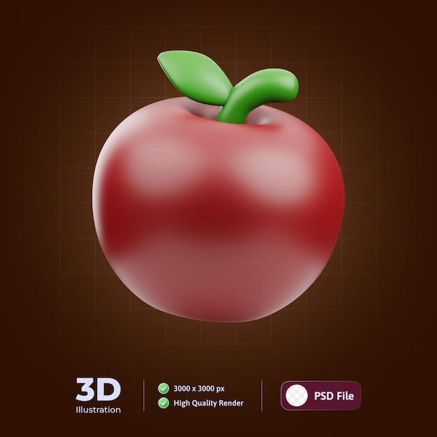 PSD ilustración 3d de manzana