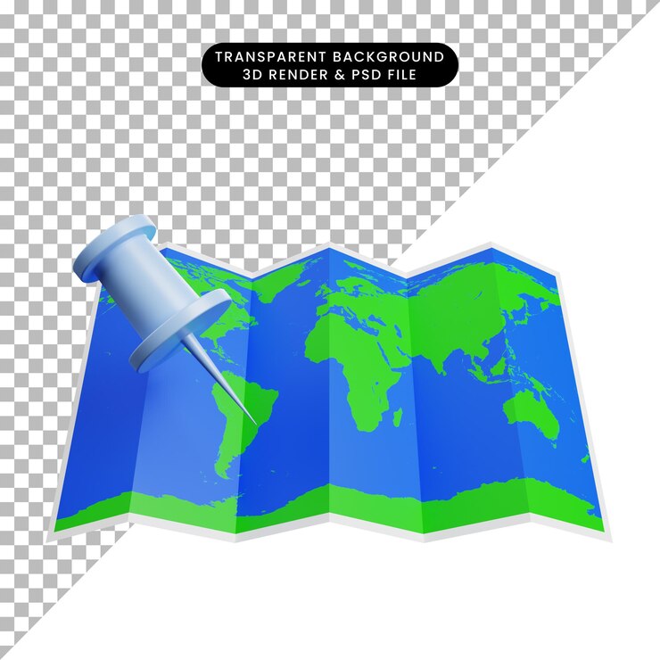 PSD ilustración 3d del mapa conceptual del icono del mapa de ubicación
