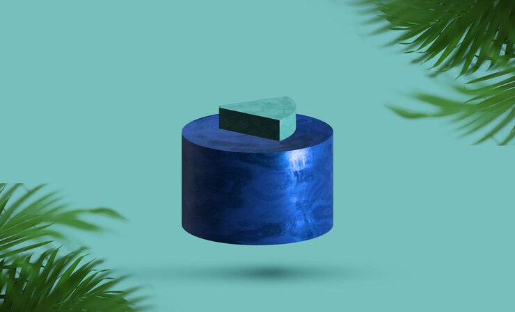 Ilustración 3d de maqueta de tarros cosméticos de plástico azul